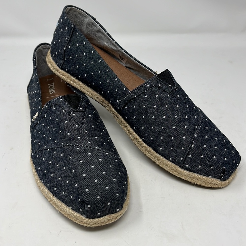 TOMS Slip on Espadrille Classic Dot Chambray Light Black